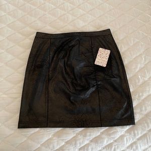 Free People Black Sheen Mini Skirt (NWT)